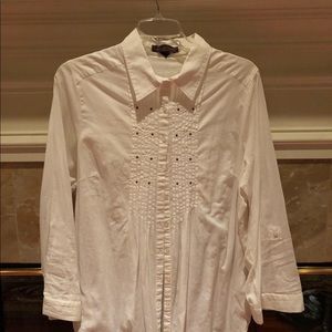 Tuxedo type crisp white blouse